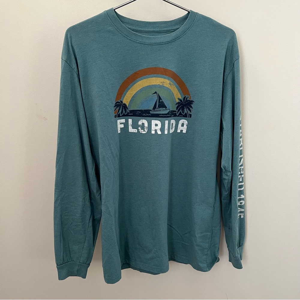 Home Free Men’s Green FLORIDA Established 1845 Long Sleeve Shirt Size Medium